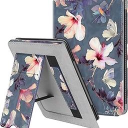 Fintie Stand Case for 6" Kindle Paperwhite (Fits 10th Generation 2018 and All Paperwhite Generations Prior to 2018) - Premium PU Leather Sleeve Cover with Card Slot and Hand Strap, Blooming Hibiscus-image-54
