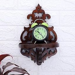 Adan's Homes Shelf Wooden Wall Mounted Walnut Color 30 x 12 X 13 CM Pack of One French Country Style Elegantly Floral Hand Crafted for Home and Office Decor AHSLF27BR-18