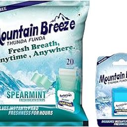 Mountain Breeze Mouth Freshner Sugar-Free Spearmint Fresh Breath Strips (7Strips) Pack of 20 with Extra Coolmint(24 Strips Each) Pack of 1-image-60