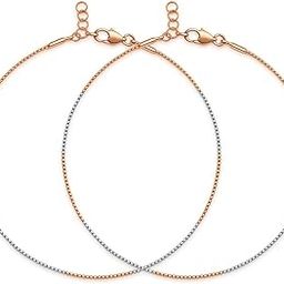 925 Sterling Silver Anklet | Dual-Tone Rose Gold & Rhodium-Plated “Sleek Twist” Chain | Minimal Charm-Free Design | Adjustable Fit | Hypoallergenic | Gift Box & Authenticity Certificate-image-43