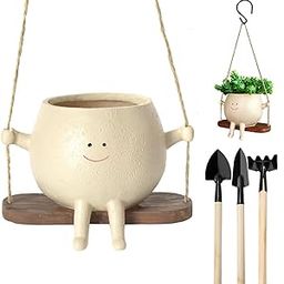 3PCS Succulent Tools with Swinging Planter Hanging Swing Face Planter Pot for Succulents Mini Plants Decorative Gifts for Plants Lover (Swinging Planter)-image-61
