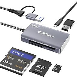 AiTURE CFast 2.0 Card Reader, 5 in 2 SD/TF Memory Card Reader, 5Gbps PD/USB 3.2 Gen 1 Adapter USB to USB C/A Cable Compatible with Windows/Mac/Linux/Android-16