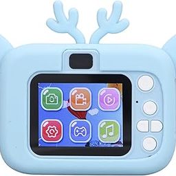 20MP Video Camera, AI Face Recognition Kids Digital Camera 1080P HD Video Silicone Shell for Festival Gift (Blue White)-32