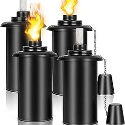 12oz Torch Canisters Refillable, Bamboo Torch Refill Canister - 4 PCS Citronella Fuel Torches Replacement Canisters with Wicks and Covers, Patio Torch for Luau Party, DIY Garden Torch Outdoor Decor-image-55