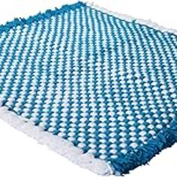 CRM TRADERS Woolen Puja Aasan Mat for Prayers - Handmade Decorative Pooja Mat 21 x 22 inch - (Blue and White)-14