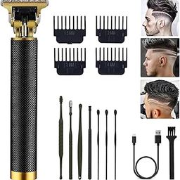 PXLISIE Professional Cordless Hair Trimmer, Hair Clippers for Men T Blade Trimmer Zero Gapped Trimmer Rechargeable Beard Trimmer Shaver Hair Cutting Kit with Ear Spoon Tool Set, Black-image-34