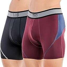 Mens Sport Performance Stretch Quick Dry Moisture Wicking Compression Athletic Two Tone Active Boxer H Trunk (Pack of 2)-image-2