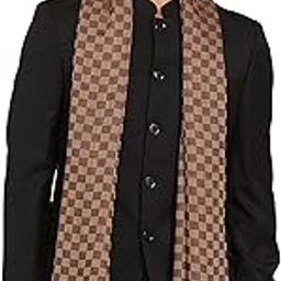 Mens Reversible Stole, checkered design Rich Coffee-image-35