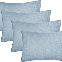 Amazon Brand - Solimo Microfibre & Polyester 4-Piece Premium Bed Pillow Set, Microfibre, Grey, 43 X 69 X 17 Cm-image-9