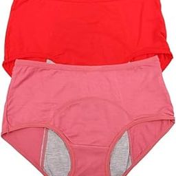 Womens Menstrual Period Panties Cotton Blend Leak Proof Overnight Underwear Postpartum Protective Briefs Plus Size Pack of 2-image-49