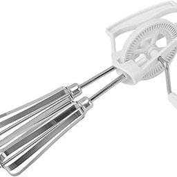 Ubervia Hand Mixers - Manual Hand Mixer Hand Crank Easy Operation Egg Beater High Efficiency for Cooking White-picture-22