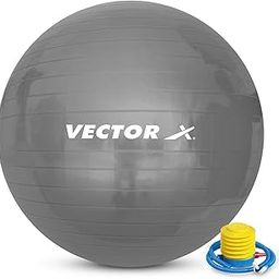 Vector X Protoner Anti-Burst Rubber Gym Ball with Free Foot Pump | Round Shape Swiss Ball for Exercise, Workout, Yoga, Pregnancy, Birthing, Balance & Stability (85 CM, Grey)-image-84