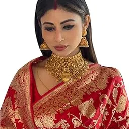 avantika fashion Women's Kanjivaram Soft Pure Silk Banarasi Sarees With Blouse Piece, Red-picture-6