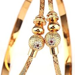 Set Of 2 Latest Traditional Design 18k Gold Plated Adjustable Bracelet Bangles for Women (Golden)(15234b)-25