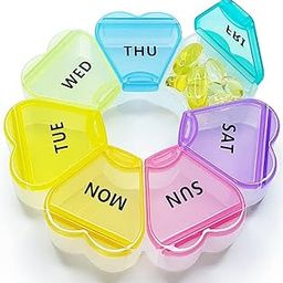 NEOUTH Cute Weekly Pill Box 7 Day Large Pill Case Organizer 1 time a Day Floral Pill Container Once Daily Pretty Medicine Dispenser for Vitamin|Fish Oil|Supplements|Medication (Rainbow)-3