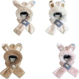 ™ Winter Hat Scarf Comfortable 2 in 1 Beanie Headwear Cartoon Plush Animal Hat Beige | Hats | Womens Accessories-image-26