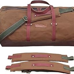 Convertible Canvas Travel Duffle Bag 25 litres | Gym Sports Duffel Backpack | Unisex | Waterproof | Adjustable Removable Strap | Luggage Garment Bag | Quick Access Pockets | Brown-5