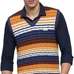 Mens Striped V Neck Sleeveless Sweater (1239195SL)-picture-25