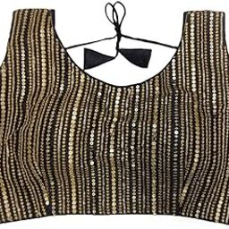 Women's Sequin Embroidered U Neck Sleeveless Readymade Saree Blouse Indian Ethnic Designer Stitched Women's Readymade Blouse Sleeveless Blouse Readymade Saree Blouse for Women-picture-10
