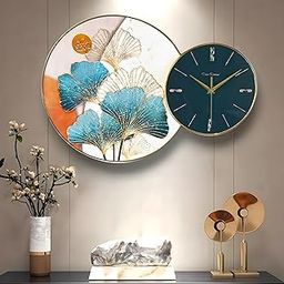 Amazon Brand - Umi Tempered Glass Wall Art Painting Photo Frame with Crystals Silent Stylish Decorative Home Decor Wall Clock for Living Room Bedroom Home Decoration Housewarming Gift (UC-54020)-image-21