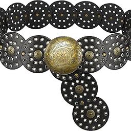 Wide Disc Belt for Women Concho Leather Waist Belts Vintage Western Belt for Dresses-image-68