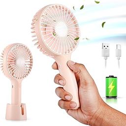 Gesto Portable Fan Rechargeable – USB Charging Hand Fan with 1200mAh Battery & 3 Speed Modes | Mini Fan, Small Fan, Handheld Fan – Ideal for Travel, Makeup, Kitchen | Women’s Personal Pankhaa - Pink-30