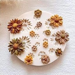 Radiance Store 13 Cavity sunflower Flower Polymer Clay Molds for Jewelry Making, Cake Decoration, 3D Daisy Miniature Clay Molds Silicone Flower Molds for Earrings Decoration Candy cake decoration candle wax mini soap-picture-16