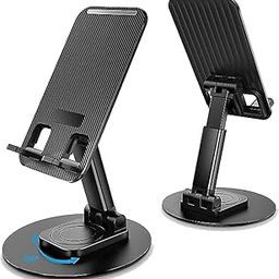 Universal Cell Phone Stand Holder Angle & Height Adjustable, 360° Rotating Foldable and Portable Aluminium Alloy Desk Mount Mobile Stand, Compatible with All Smartphones and Tablets (Black)-13