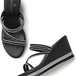 marc loire Women Embellished Wedge Heels | Stylish Slip-On Fashion Sandals with Comfortable Sole-picture-35