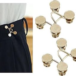 THECLOUDMALL® 2 Sets Pearl Jean Button Pins Adjustable Waist Buckle Extender Button Detachable Jean Button Pin No Sewing Required Instant Button for Pants (Gold)-15