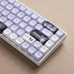 ILYCHEEGAMI PBT Dye sub Keycap Cute Cartoon XDA Height keycaps PBT Thermal Sublimation Girl Custom Keyboard Cinnamoroll 135keys…… (Kuro)-image-0