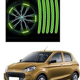 Car Decorative Tire Rim Stripe Sticker 3D Reflective Night Safety Stripe 20pcs Universal Anti-Scratch Reflective Rim Sticker (Green Color) Suitable for Maruti Suzuki Alto K-10 2022-image-62