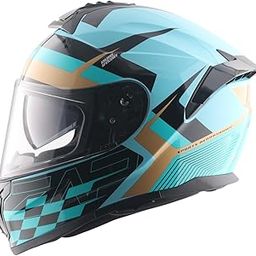 Vega Zap DV Alliance ISI and DOT Certified Gloss Finish Full Face Dual Visor Helmet for Men with Spoiler-Hex Blue Black-L-image-23