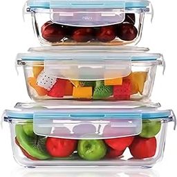 AGARO Borosilicate Glass Containers with Lids, 3 pcs Set, 370ml, 640ml &1040ml, Kitchen, Microwave, Oven & Freezer Safe, Baking Dish, Rectangle, Baking Tray, Scratch Resistant, Transparent-picture-21