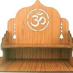 AR ART Wooden Wall Mounted Hanging Table top Temple | Pooja Mandir God Stand Shelf for Storage and Idols Decoration for Home Office and Gifting-image-19