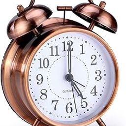 PILIFE Retro Alarm Clock 4 inches Super Silent Non-Ticking Twin Bell Alarm Clock with Backlight,No Snooze,Battery Operated,for Bedroom,Bedside,Loud Bell for Heavy Sleepers,Bronze-picture-24