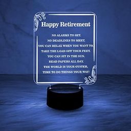 GIFTMEBAZAR Happy Retirement Engraved Night Lamp with Automatic Color Changing Light & On/Off Touch Button | Gift for Men & Women | Father-image-95