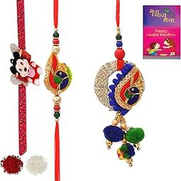 Bhaiya Bhabhi Pair Set With Kids Rakhi For Brother And Sister-In-Law, Set Of 3 Rakhi Combo Set-8