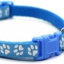 Woofy Pusp&Pets 15 MM Nylon Made Adjustable Paw Print Design Cute Small Dogs & Puppy Collar for Mini Dogs & Cat Collar, Pawprint Dog Collar, Fits Necks 9" to 14" (Sky Blue)-image-49