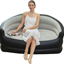Atlas Polyvinyl Chloride Inflatable Sofa for Living Room 1 Seater Air Sofa Bed with Electric Pump Chair Portable Inflatable Couch Sofa Home Furniture, Black-picture-26