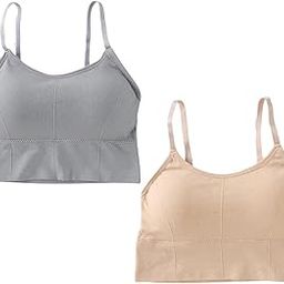 Women's and Girl's Cotton Blend Adjustable Strap Lightly Padded Workout,Gym Sports Bra Combo of 2-image-1
