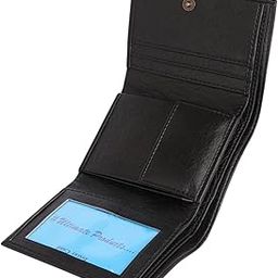 Men's PU Leather Trifold Wallet | Water-Resistant | 2 Currency Compartments, 1 ID Window, Heavy Stitching | Stylish & Durable Wallet (Black)-picture-16