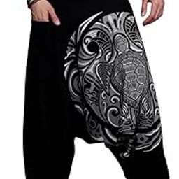 Printed Harem Pants for Men's Cotton Hippie Style Baggy Boho Yoga Pajama Pant with Pocket-image-72