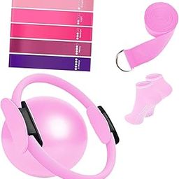 LOOM TREE 9Pcs Pilates Fitness Ring for Women Resistance Bands for Beginners Legs Arms Pink | Fitness, Running & Yoga | Yoga & Pilates | Pilates Rings-image-77