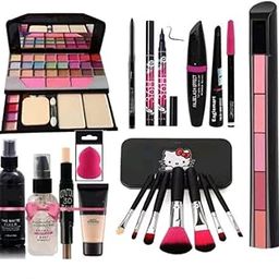 Zaduhik TYA 6155 Makeup Kit with 7 Black Makeup Brushes Set, 1 Lipstick, Matte Fixer, Primer, Contour, Foundation, 3in1 Eyeliner Combo, 36H, Kajal and 1 Beauty Blender - (Pack of 19)-2
