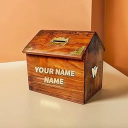Ark Wood Art Wooden Money Bank for Kids and Adults Coin Box Cash Bank Donation Box Wooden Piggy Bank Savings Box Decorative Money Box Wooden Cash Savings Box Coin Holder-image-3