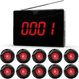 CallToU Wireless Calling System for Customers Patient System with 10 Waterproof Call Buttons and 1 Display Receiver for Restaurant Clinic Nursing Home Caregiver-23