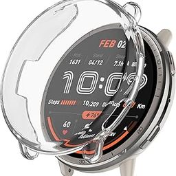 Wisely Protective Case Cover Compatible for Amazfit Active 2 44mm SmartWatch Full Screen Protector Soft Case HD Clear, Transparent-0