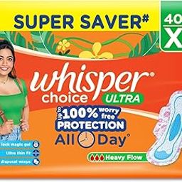 Whisper Choice Sanitary Pads with Wings for Women, XL, 40s Napkins-14