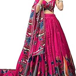Womens' Wear Tussar Silk With Patola Printed Lehenga Choli With dupatta Set Women's Wedding Special Tussar Silk Printed Lehenga Choli-picture-16